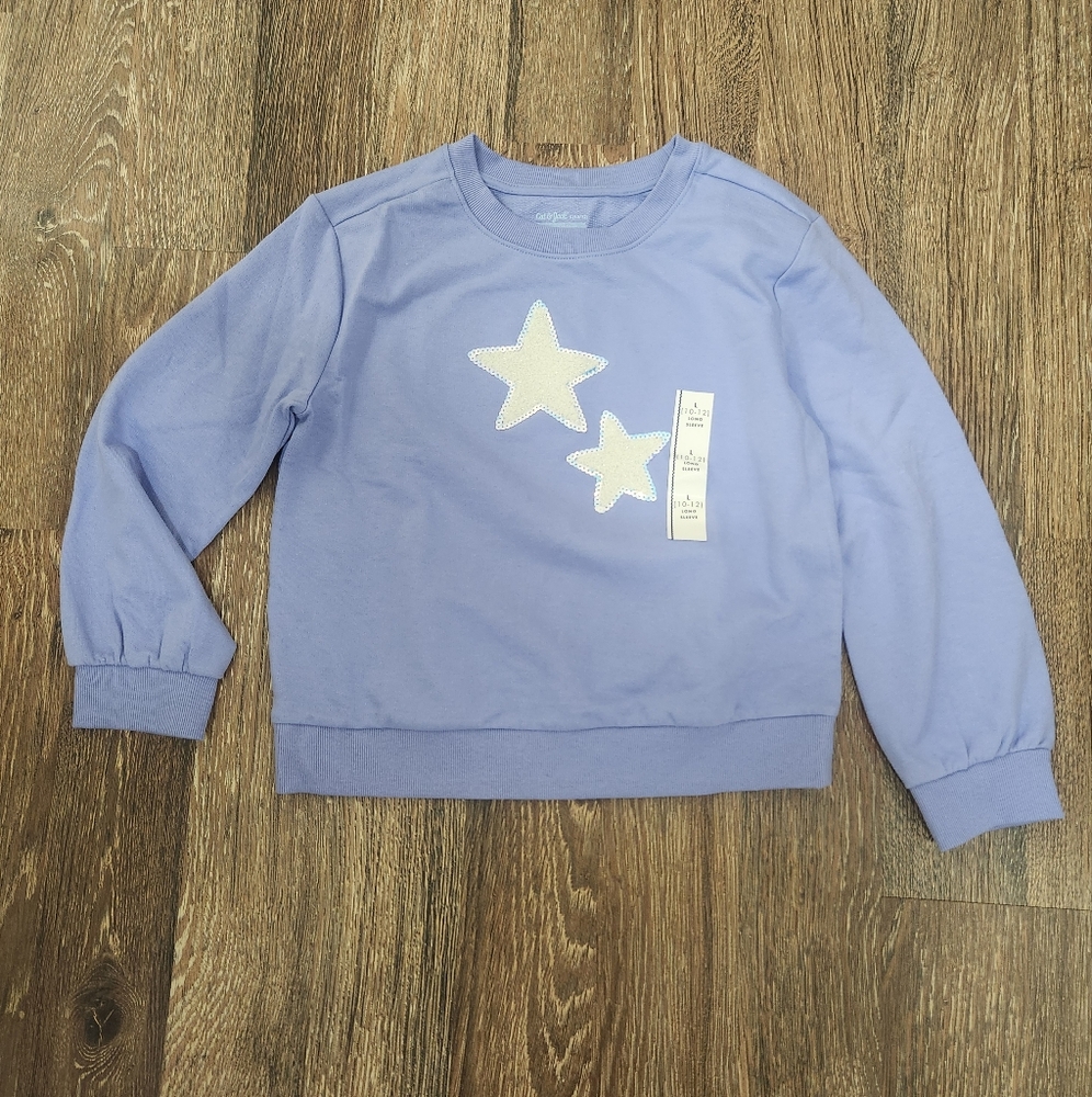 Girls Cat & Jack Frech Terry Pullover Sweater in Perrywinkle size Large